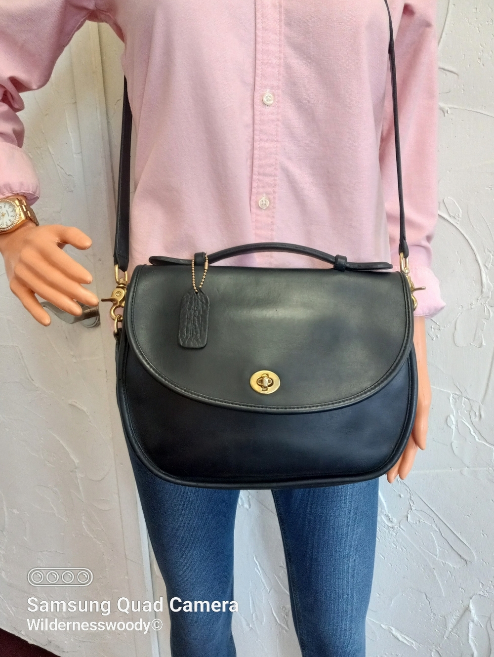 Coach Large Plaza bag/"The Bistro Bag" Navy Blue, Late 1980's-early 1990's